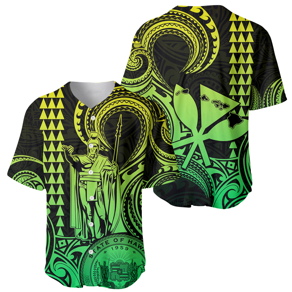 Custom Happy King Kamehameha Day Hawaii Baseball Jersey Paradise of the Pacific Tribal Kakau with Kanaka Maoli - Lime LT9 - Wonder Print Shop
