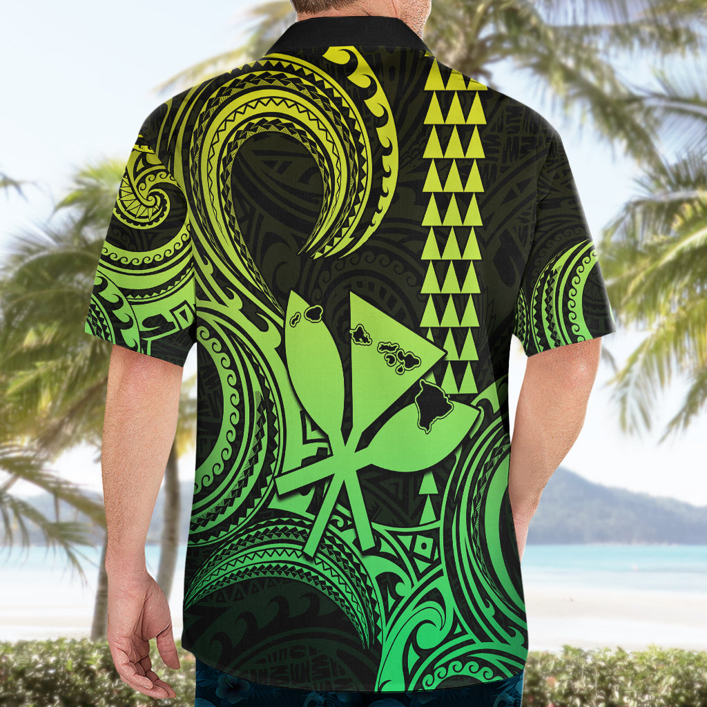 Custom Happy King Kamehameha Day Hawaii Hawaiian Shirt Paradise of the Pacific Tribal Kakau with Kanaka Maoli - Lime - Wonder Print Shop