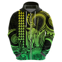 Custom Happy King Kamehameha Day Hawaii Hoodie Paradise of the Pacific Tribal Kakau with Kanaka Maoli - Lime - Wonder Print Shop