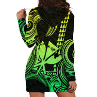 Custom Happy King Kamehameha Day Hawaii Hoodie Dress Paradise of the Pacific Tribal Kakau with Kanaka Maoli - Lime - Wonder Print Shop