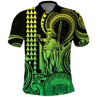 Custom Happy King Kamehameha Day Hawaii Polo Shirt Paradise of the Pacific Tribal Kakau with Kanaka Maoli - Lime - Wonder Print Shop