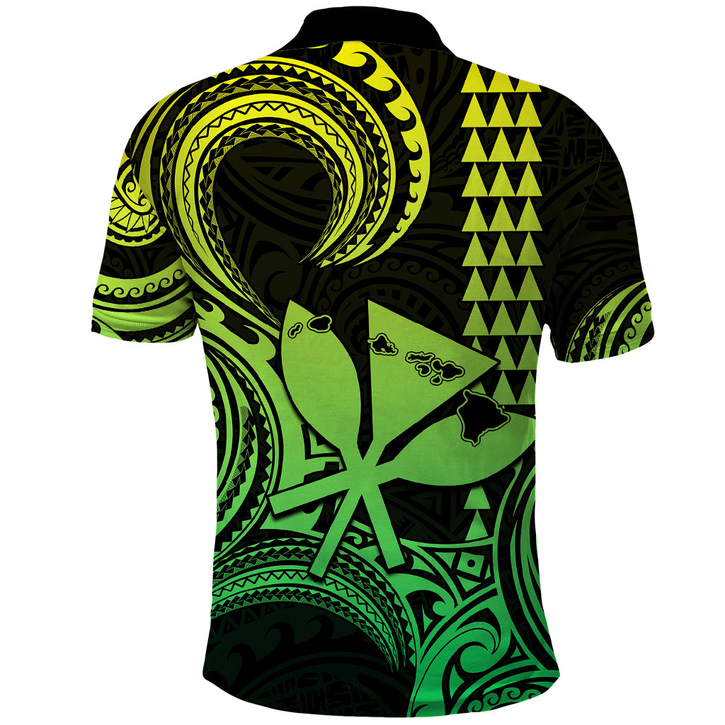 Custom Happy King Kamehameha Day Hawaii Polo Shirt Paradise of the Pacific Tribal Kakau with Kanaka Maoli - Lime - Wonder Print Shop