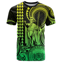 Custom Happy King Kamehameha Day Hawaii T Shirt Paradise of the Pacific Tribal Kakau with Kanaka Maoli - Lime - Wonder Print Shop