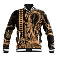 Custom Happy King Kamehameha Day Hawaii Baseball Jacket Paradise of the Pacific Tribal Kakau with Kanaka Maoli - Nude LT9 - Wonder Print Shop
