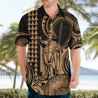 Custom Happy King Kamehameha Day Hawaii Hawaiian Shirt Paradise of the Pacific Tribal Kakau with Kanaka Maoli - Nude - Wonder Print Shop