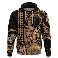 Custom Happy King Kamehameha Day Hawaii Hoodie Paradise of the Pacific Tribal Kakau with Kanaka Maoli - Nude - Wonder Print Shop