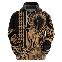 Custom Happy King Kamehameha Day Hawaii Hoodie Paradise of the Pacific Tribal Kakau with Kanaka Maoli - Nude - Wonder Print Shop