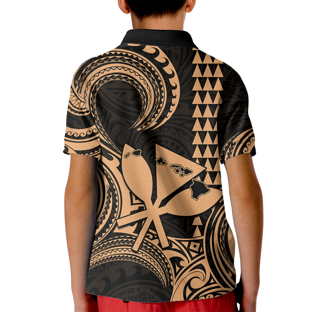 Custom Happy King Kamehameha Day Hawaii Kid Polo Shirt Paradise of the Pacific Tribal Kakau with Kanaka Maoli - Nude - Wonder Print Shop