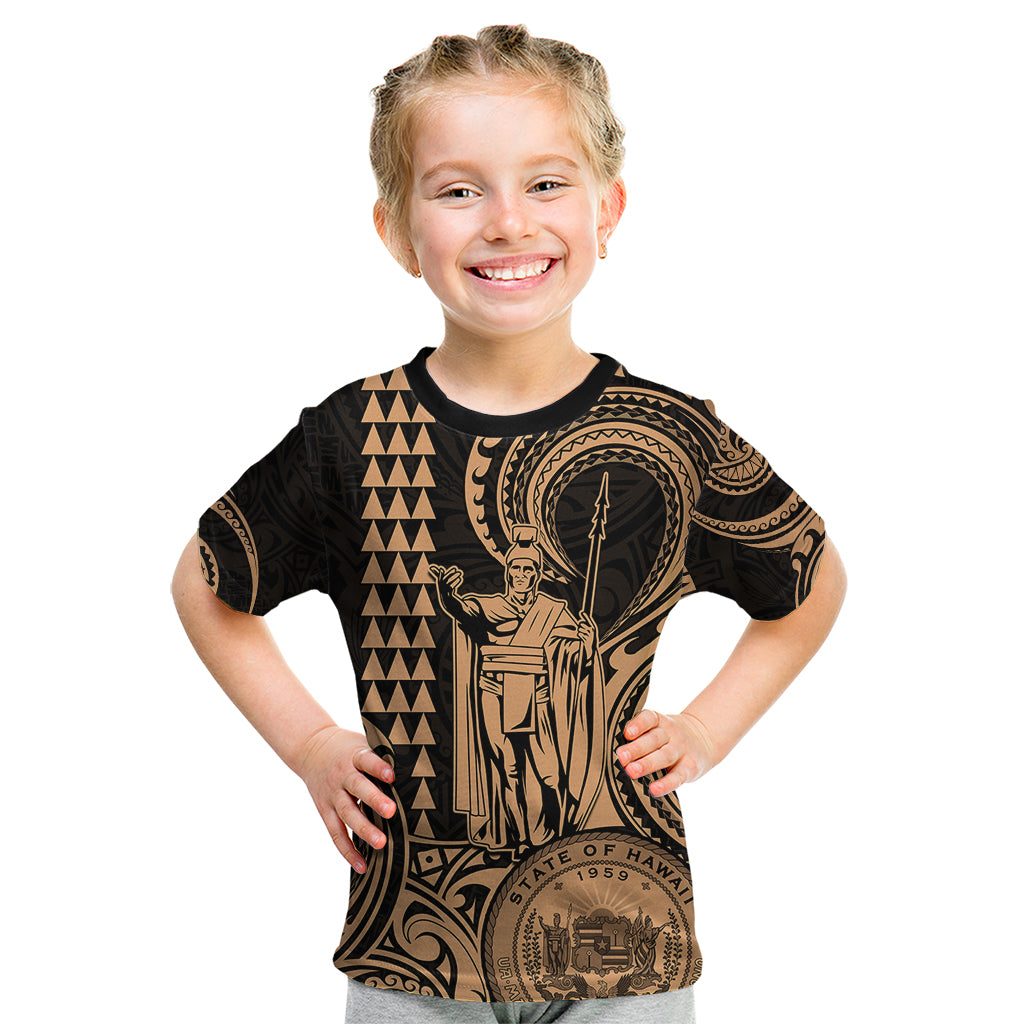 Custom Happy King Kamehameha Day Hawaii Kid T Shirt Paradise of the Pacific Tribal Kakau with Kanaka Maoli - Nude - Wonder Print Shop
