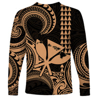 Custom Happy King Kamehameha Day Hawaii Long Sleeve Shirt Paradise of the Pacific Tribal Kakau with Kanaka Maoli - Nude - Wonder Print Shop