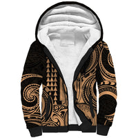 Custom Happy King Kamehameha Day Hawaii Sherpa Hoodie Paradise of the Pacific Tribal Kakau with Kanaka Maoli - Nude - Wonder Print Shop