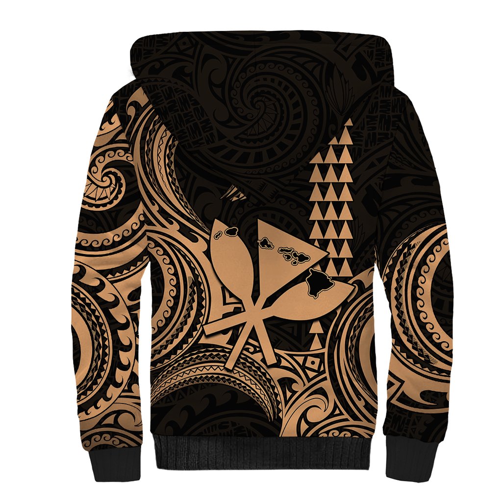 Custom Happy King Kamehameha Day Hawaii Sherpa Hoodie Paradise of the Pacific Tribal Kakau with Kanaka Maoli - Nude - Wonder Print Shop