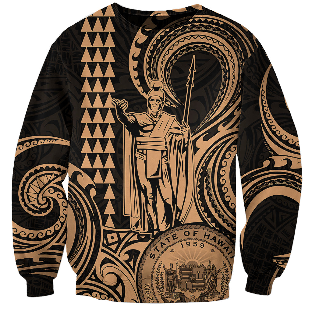Custom Happy King Kamehameha Day Hawaii Sweatshirt Paradise of the Pacific Tribal Kakau with Kanaka Maoli - Nude - Wonder Print Shop