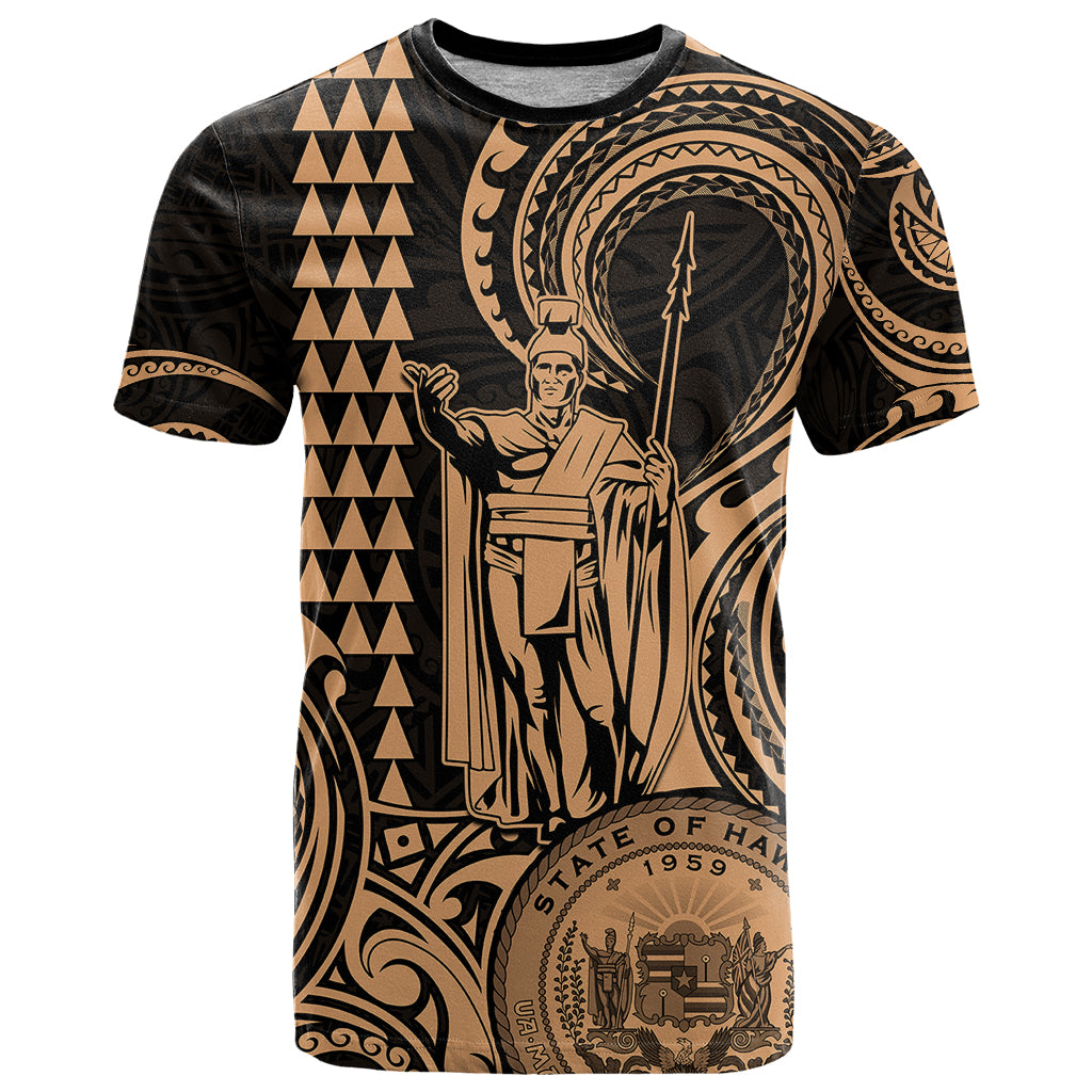 Custom Happy King Kamehameha Day Hawaii T Shirt Paradise of the Pacific Tribal Kakau with Kanaka Maoli - Nude - Wonder Print Shop