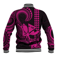 Custom Happy King Kamehameha Day Hawaii Baseball Jacket Paradise of the Pacific Tribal Kakau with Kanaka Maoli - Pink LT9 - Wonder Print Shop