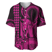 Custom Happy King Kamehameha Day Hawaii Baseball Jersey Paradise of the Pacific Tribal Kakau with Kanaka Maoli - Pink LT9 - Wonder Print Shop