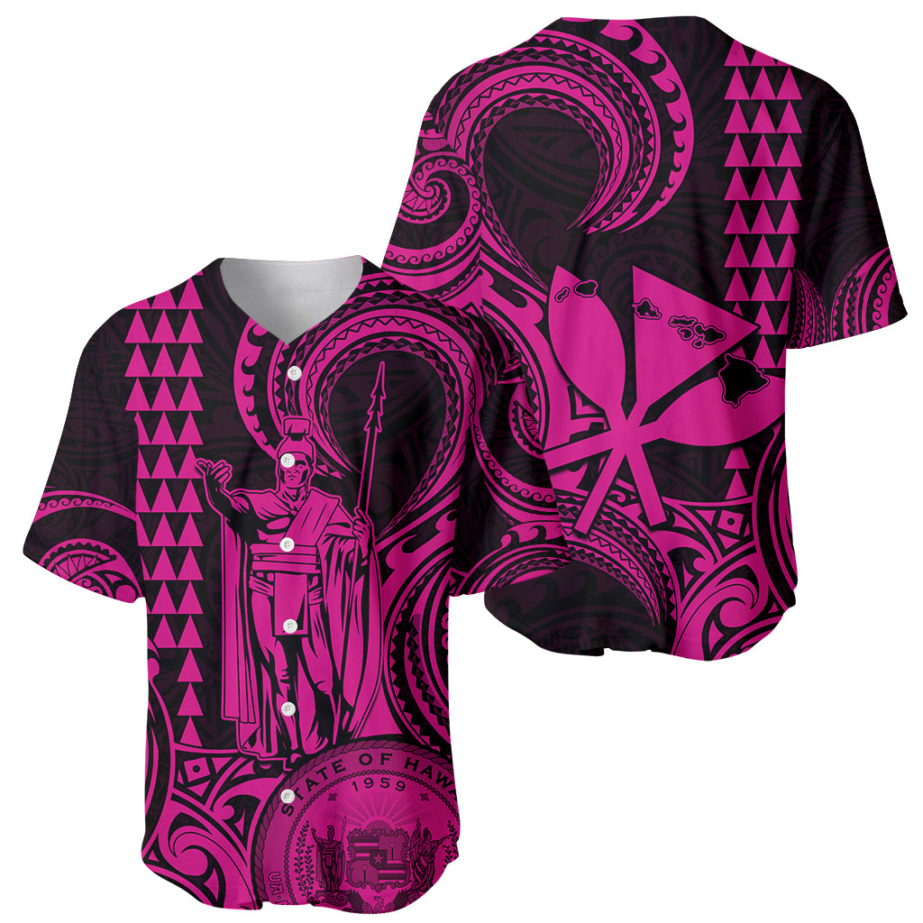 Custom Happy King Kamehameha Day Hawaii Baseball Jersey Paradise of the Pacific Tribal Kakau with Kanaka Maoli - Pink LT9 - Wonder Print Shop