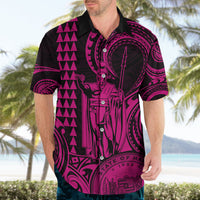 Custom Happy King Kamehameha Day Hawaii Hawaiian Shirt Paradise of the Pacific Tribal Kakau with Kanaka Maoli - Pink - Wonder Print Shop