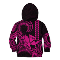 Custom Happy King Kamehameha Day Hawaii Kid Hoodie Paradise of the Pacific Tribal Kakau with Kanaka Maoli - Pink - Wonder Print Shop