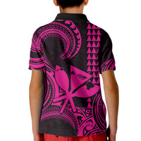 Custom Happy King Kamehameha Day Hawaii Kid Polo Shirt Paradise of the Pacific Tribal Kakau with Kanaka Maoli - Pink - Wonder Print Shop