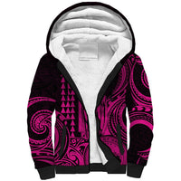 Custom Happy King Kamehameha Day Hawaii Sherpa Hoodie Paradise of the Pacific Tribal Kakau with Kanaka Maoli - Pink - Wonder Print Shop