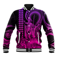 Custom Happy King Kamehameha Day Hawaii Baseball Jacket Paradise of the Pacific Tribal Kakau with Kanaka Maoli - Pink Gradient LT9 - Wonder Print Shop