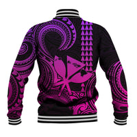 Custom Happy King Kamehameha Day Hawaii Baseball Jacket Paradise of the Pacific Tribal Kakau with Kanaka Maoli - Pink Gradient LT9 - Wonder Print Shop