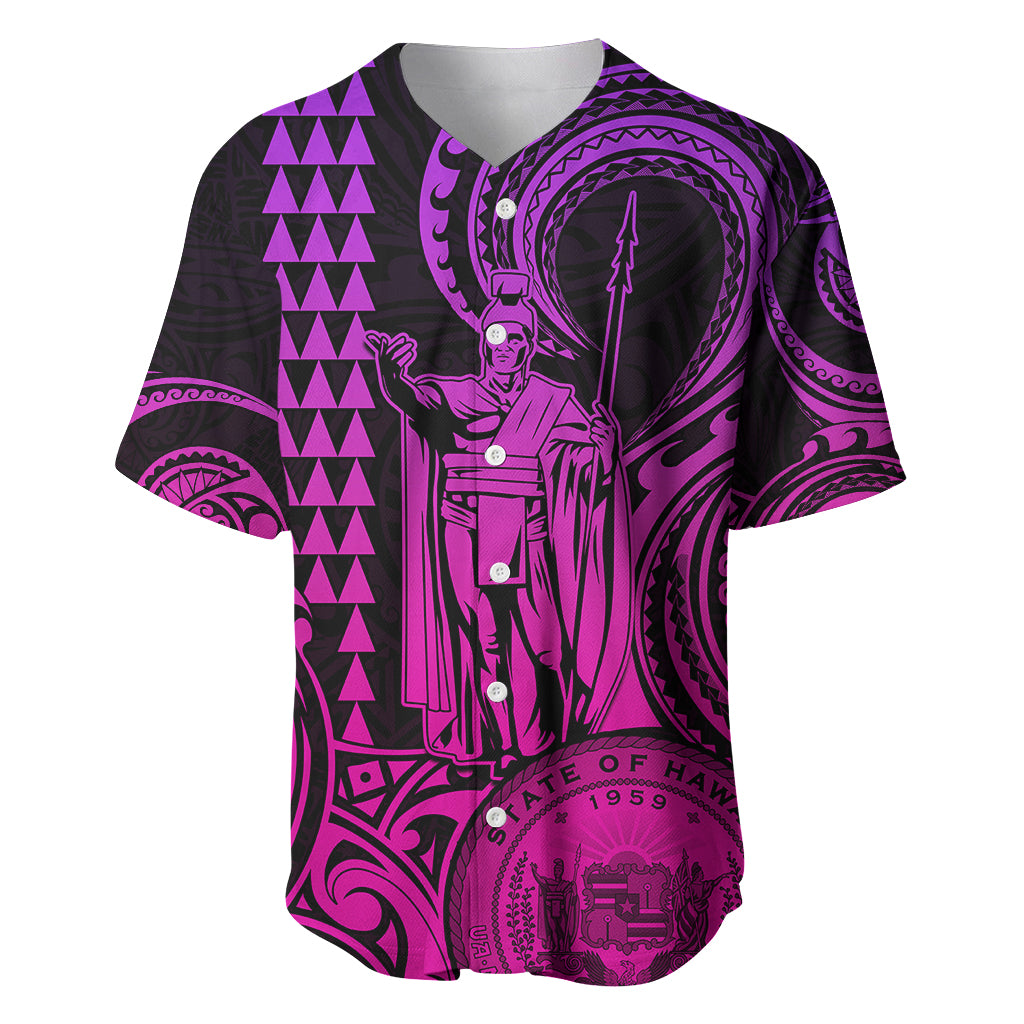 Custom Happy King Kamehameha Day Hawaii Baseball Jersey Paradise of the Pacific Tribal Kakau with Kanaka Maoli - Pink Gradient LT9 - Wonder Print Shop
