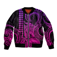 Custom Happy King Kamehameha Day Hawaii Bomber Jacket Paradise of the Pacific Tribal Kakau with Kanaka Maoli - Pink Gradient LT9 - Wonder Print Shop