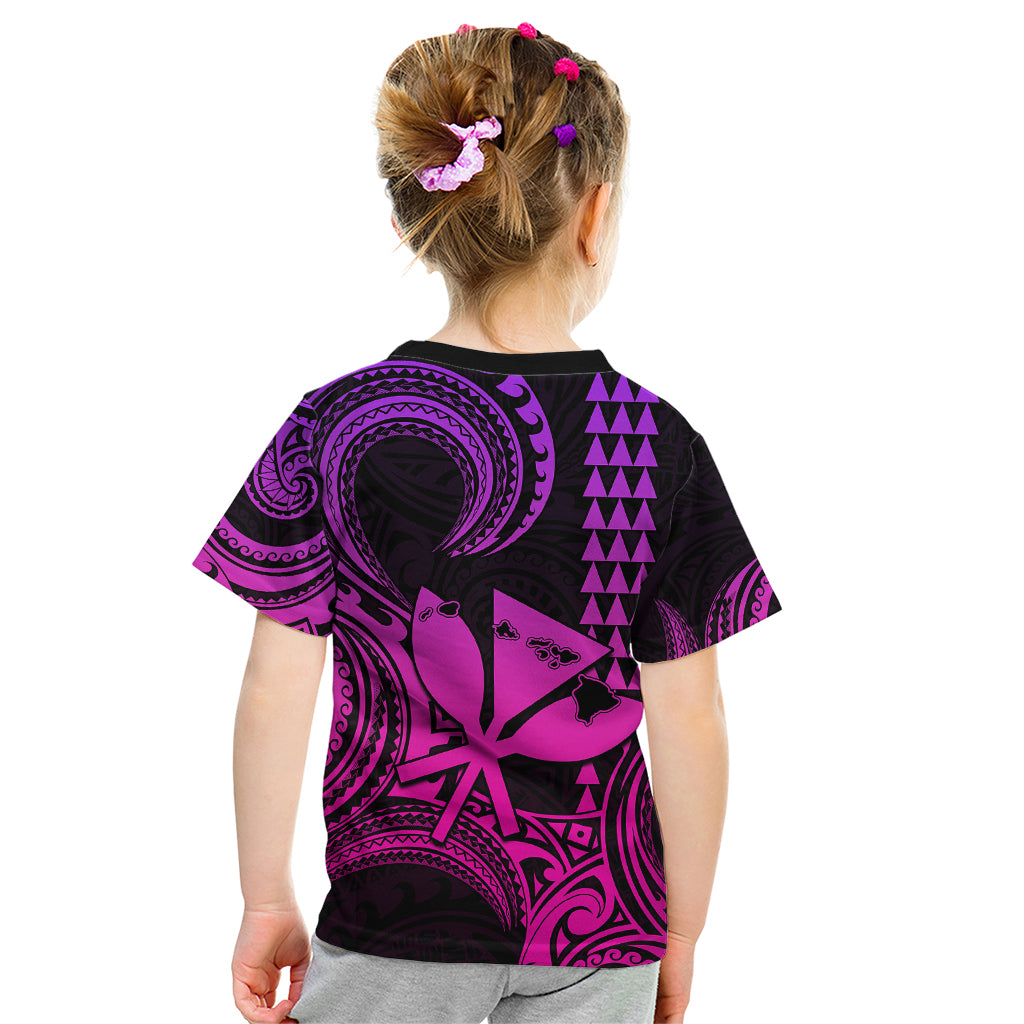 Custom Happy King Kamehameha Day Hawaii Kid T Shirt Paradise of the Pacific Tribal Kakau with Kanaka Maoli - Pink Gradient - Wonder Print Shop