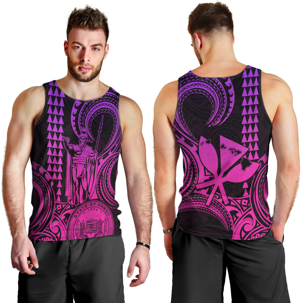 custom-happy-king-kamehameha-day-hawaii-men-tank-top-paradise-of-the-pacific-tribal-kakau-with-kanaka-maoli-pink-gradient