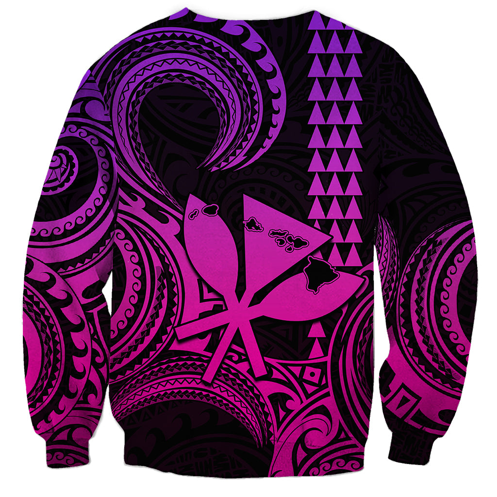 Custom Happy King Kamehameha Day Hawaii Sweatshirt Paradise of the Pacific Tribal Kakau with Kanaka Maoli - Pink Gradient - Wonder Print Shop