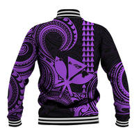 Custom Happy King Kamehameha Day Hawaii Baseball Jacket Paradise of the Pacific Tribal Kakau with Kanaka Maoli - Purple LT9 - Wonder Print Shop