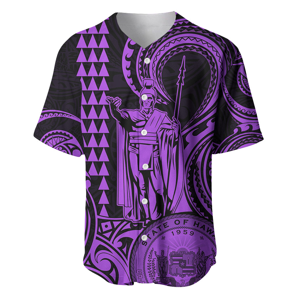 Custom Happy King Kamehameha Day Hawaii Baseball Jersey Paradise of the Pacific Tribal Kakau with Kanaka Maoli - Purple LT9 - Wonder Print Shop