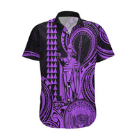 Custom Happy King Kamehameha Day Hawaii Hawaiian Shirt Paradise of the Pacific Tribal Kakau with Kanaka Maoli - Purple - Wonder Print Shop