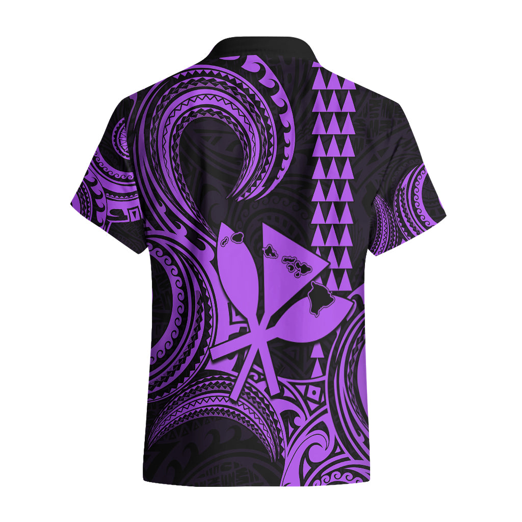 Custom Happy King Kamehameha Day Hawaii Hawaiian Shirt Paradise of the Pacific Tribal Kakau with Kanaka Maoli - Purple - Wonder Print Shop