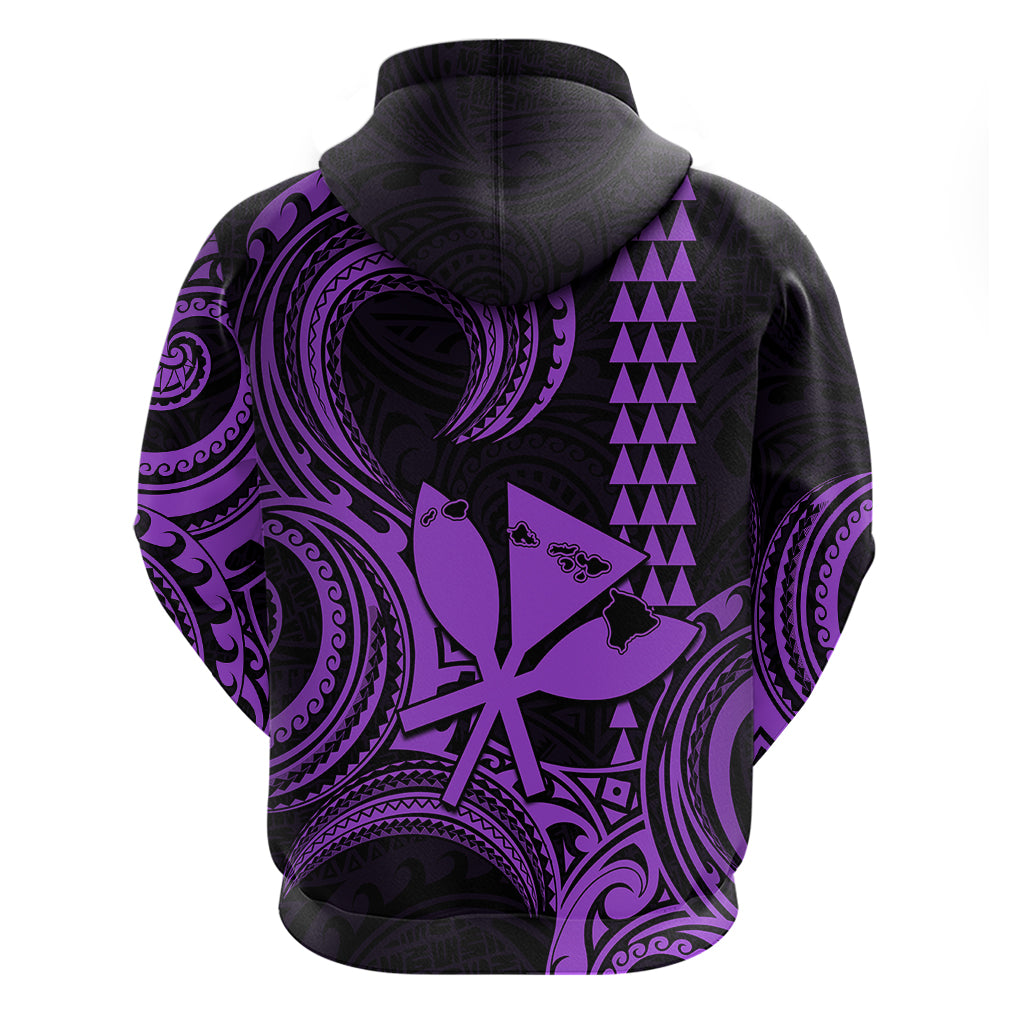 Custom Happy King Kamehameha Day Hawaii Hoodie Paradise of the Pacific Tribal Kakau with Kanaka Maoli - Purple - Wonder Print Shop