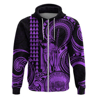 Custom Happy King Kamehameha Day Hawaii Hoodie Paradise of the Pacific Tribal Kakau with Kanaka Maoli - Purple - Wonder Print Shop