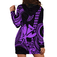 Custom Happy King Kamehameha Day Hawaii Hoodie Dress Paradise of the Pacific Tribal Kakau with Kanaka Maoli - Purple - Wonder Print Shop