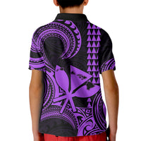 Custom Happy King Kamehameha Day Hawaii Kid Polo Shirt Paradise of the Pacific Tribal Kakau with Kanaka Maoli - Purple - Wonder Print Shop