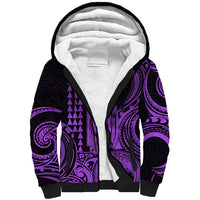 Custom Happy King Kamehameha Day Hawaii Sherpa Hoodie Paradise of the Pacific Tribal Kakau with Kanaka Maoli - Purple - Wonder Print Shop
