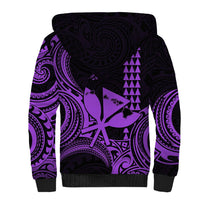 Custom Happy King Kamehameha Day Hawaii Sherpa Hoodie Paradise of the Pacific Tribal Kakau with Kanaka Maoli - Purple - Wonder Print Shop