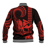 Custom Happy King Kamehameha Day Hawaii Baseball Jacket Paradise of the Pacific Tribal Kakau with Kanaka Maoli - Red LT9 - Wonder Print Shop