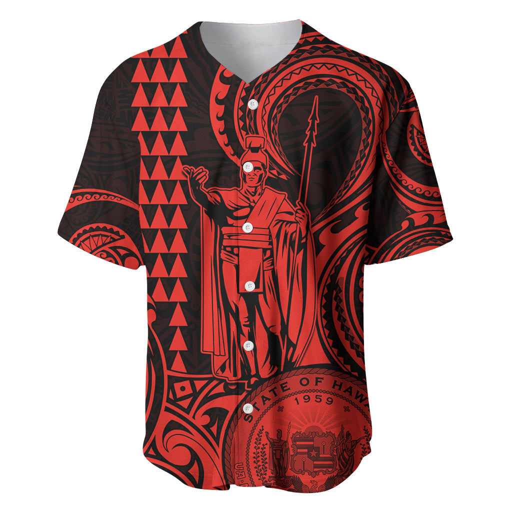 Custom Happy King Kamehameha Day Hawaii Baseball Jersey Paradise of the Pacific Tribal Kakau with Kanaka Maoli - Red LT9 - Wonder Print Shop