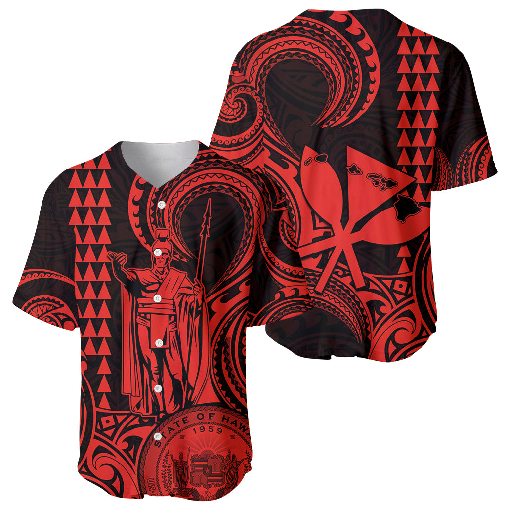 Custom Happy King Kamehameha Day Hawaii Baseball Jersey Paradise of the Pacific Tribal Kakau with Kanaka Maoli - Red LT9 - Wonder Print Shop