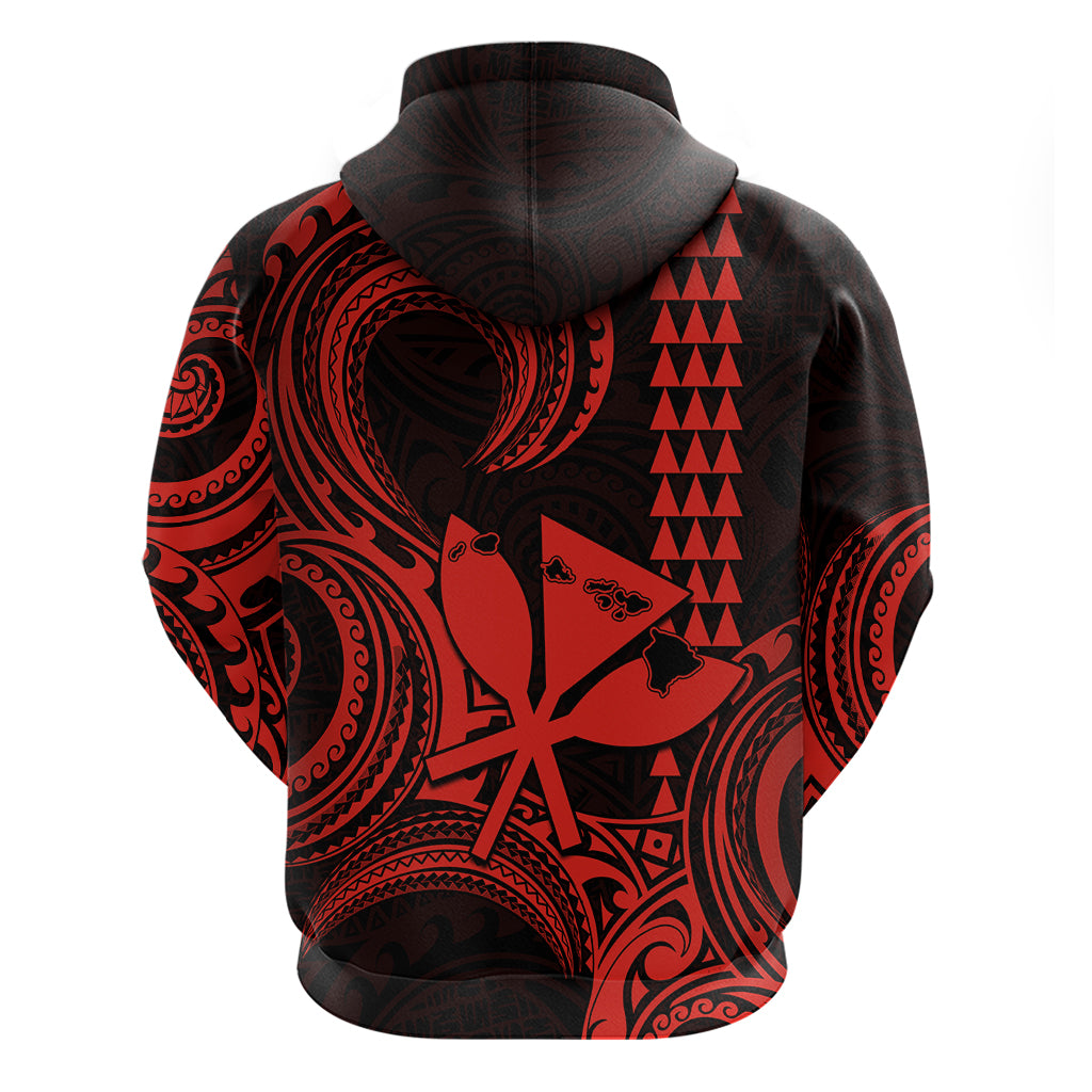 Custom Happy King Kamehameha Day Hawaii Hoodie Paradise of the Pacific Tribal Kakau with Kanaka Maoli - Red - Wonder Print Shop