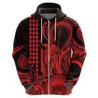 Custom Happy King Kamehameha Day Hawaii Hoodie Paradise of the Pacific Tribal Kakau with Kanaka Maoli - Red - Wonder Print Shop