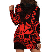 Custom Happy King Kamehameha Day Hawaii Hoodie Dress Paradise of the Pacific Tribal Kakau with Kanaka Maoli - Red - Wonder Print Shop