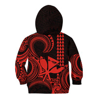 Custom Happy King Kamehameha Day Hawaii Kid Hoodie Paradise of the Pacific Tribal Kakau with Kanaka Maoli - Red - Wonder Print Shop