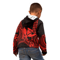 Custom Happy King Kamehameha Day Hawaii Kid Hoodie Paradise of the Pacific Tribal Kakau with Kanaka Maoli - Red - Wonder Print Shop